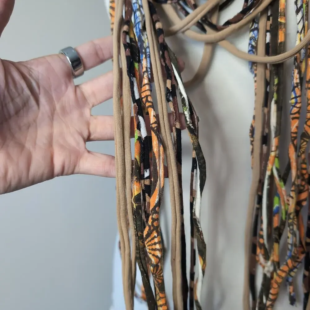Multi Strand Fringe Scarf Necklace Boho